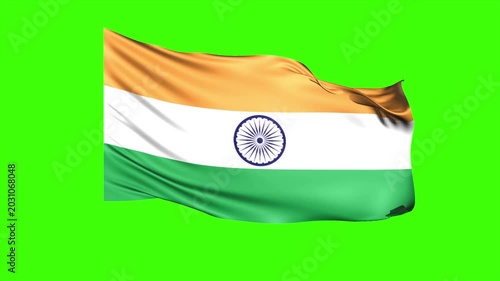 Looping INDIA Flag Animation on Green Screen, Waving INDIA Flag Isolated PNG Video