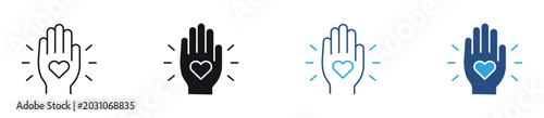 Photos Care and Support Hand Icon Set