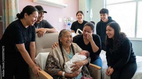 Indigenous Family Hospital Newborn Visit Multigenerational Warm