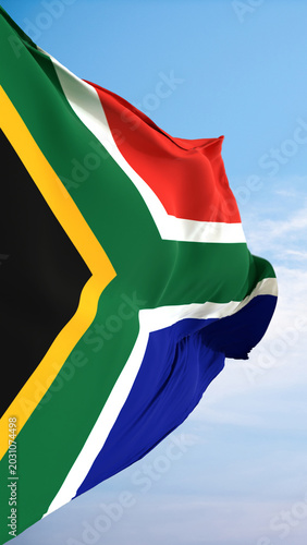 Quadro su tela Flag of South Africa against a blue sky