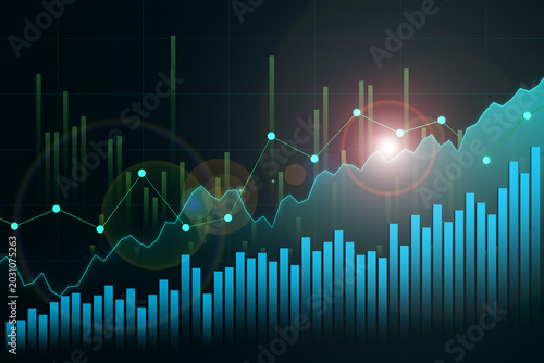 Foto Abstract rising business chart, line graph and bar graph