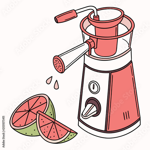 Handheld portable fruit juicer blender isolated on white background vector illustration