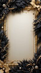 black and gold feather frame