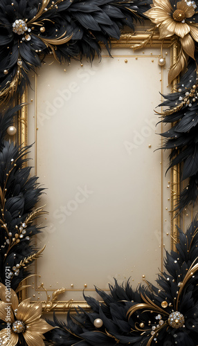  black and gold feather frame