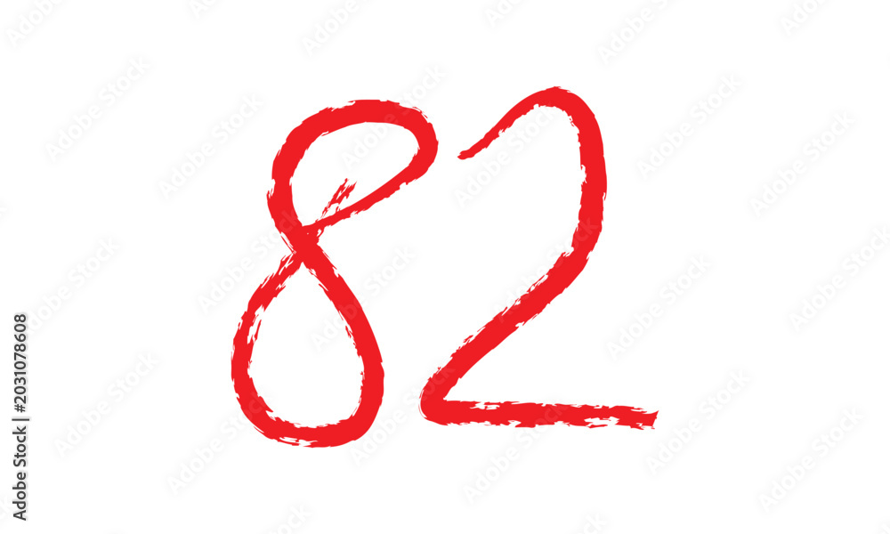 Fototapeta premium abstract simple red brush number 82 icon design.