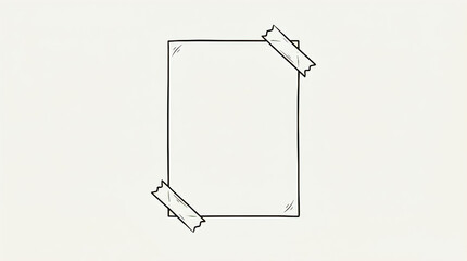 Hand-drawn blank paper note with masking tape doodle illustration
