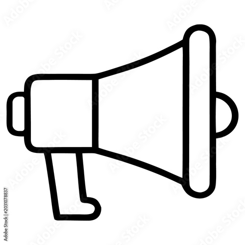 Clean and modern megaphone icon vector illustration representing announcements, advertising, and promotional communication for business and media design projects. 