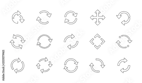 Cuadro en lienzo Collection of circular and directional arrow representing refresh and movement r