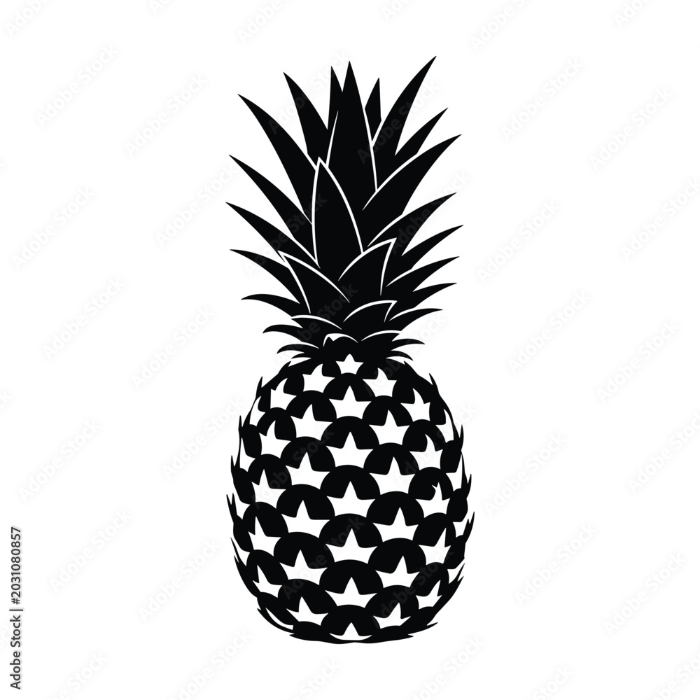 Obraz premium Pineapple illustration, black and white, nobody