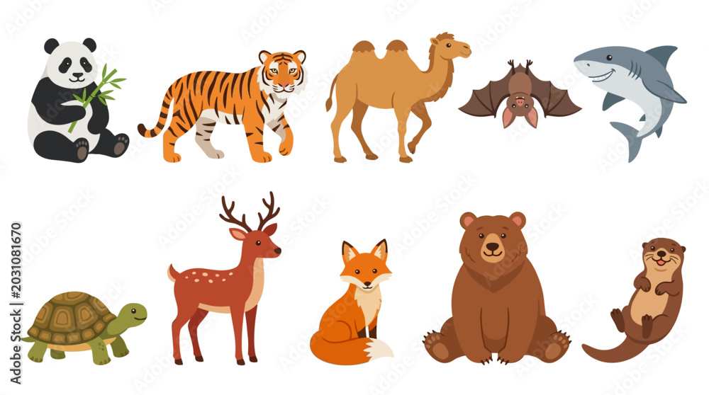 Fototapeta premium Collection of various wild animals.