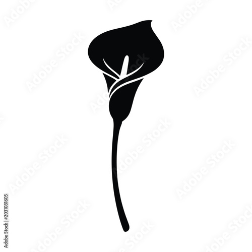 Black Tulip Flower Bud Line Art Illustration Vector Minimalist Nature Design