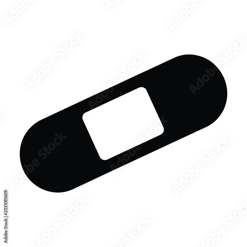 Black capsule pill icon isolated on white background minimalist line art vector illustration