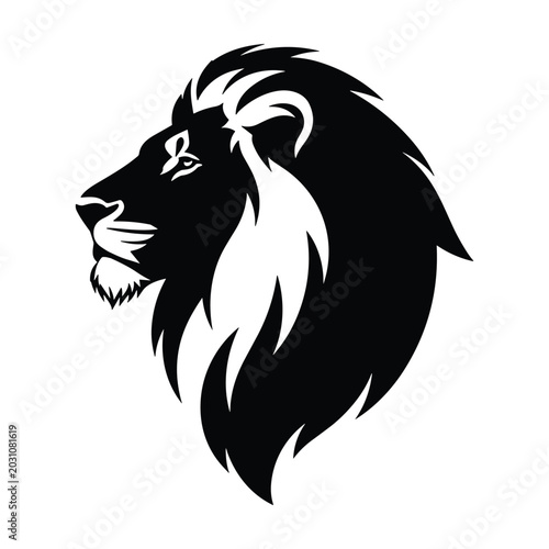 Black and White Penguin and Ram Head Silhouette Line Art Animal Illustration