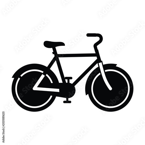 Bicycle icon, black silhouette, nobody, simple design