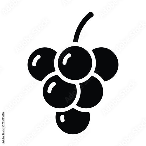Black and white minimalist grape cluster illustration vector icon line art
