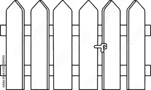 Photos Minimalist wooden picket fence icon line art