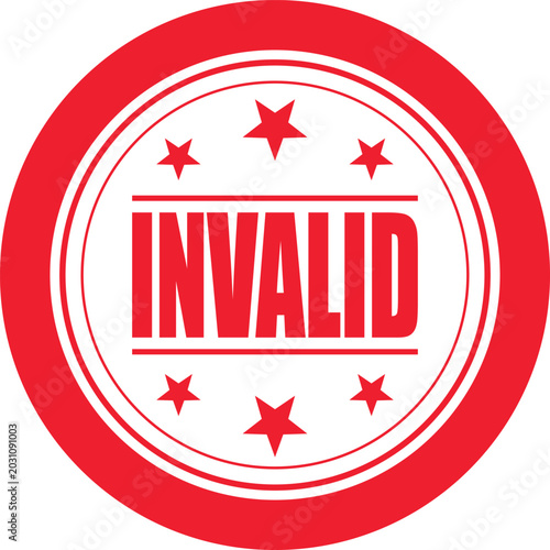 Fotografie A red stamp with the word INVALID and stars is shown closely up front