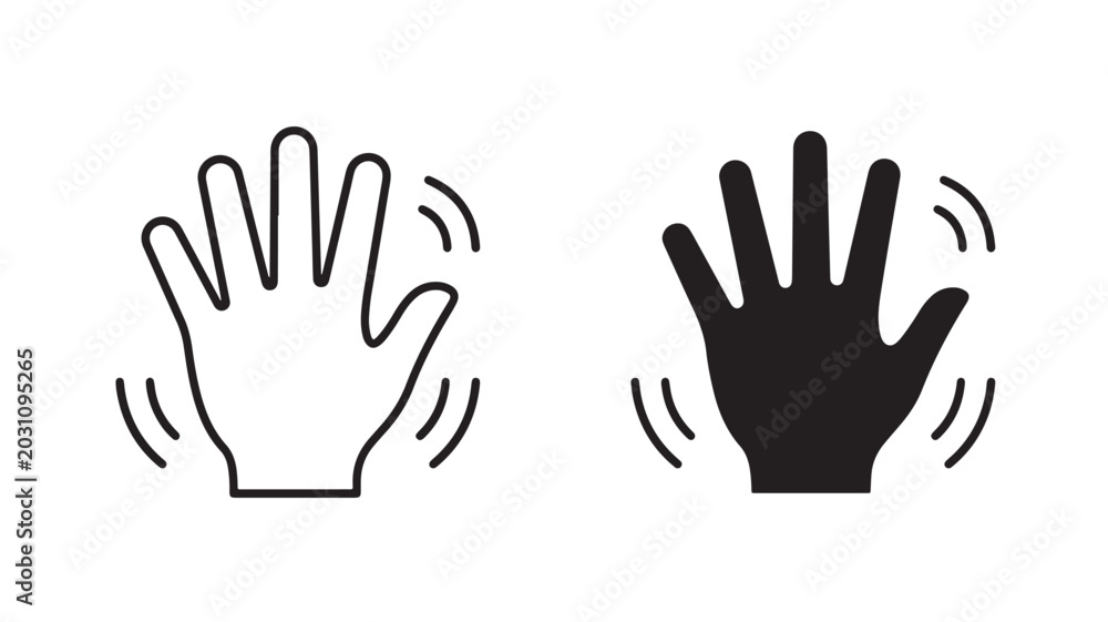 Obraz premium Hand Gestures Icons Waving For Communication Concepts Isolated On White