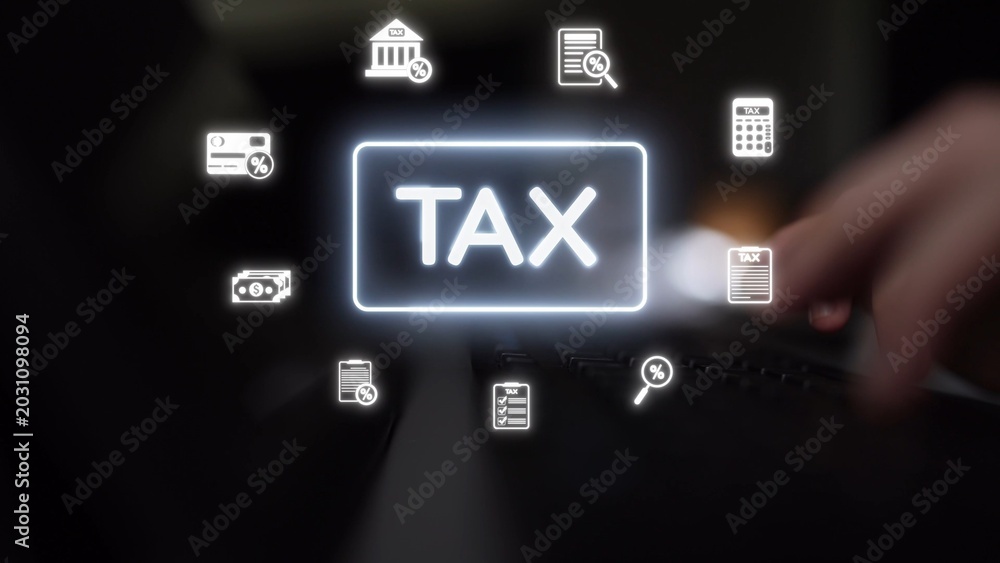 Fototapeta premium Online tax system with secure e-filing, automated calculation, and submission tools. Manage tax documents, track tax payments, and stay tax compliant with ease. Muxer
