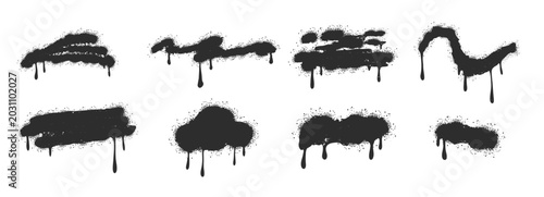 Fotografie Spray paint aerosol effect, graffiti set squiggly lines with paint drips