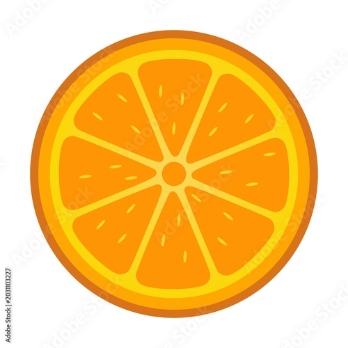 Round Orange Slice Icon Flat Vector Illustration Isolated on transparent Background