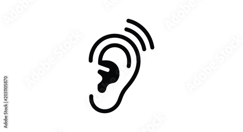 Foto human ear with sound waves silhouette