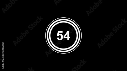 58 seconds countdown timer animation on transparent background in 4k, fifteen second circle countdown video with alpha channel, 58 sec countdown timer video