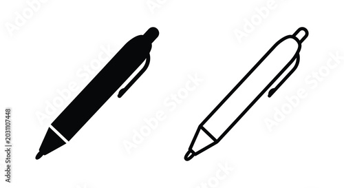 Foto pen silhouette with black and white outline on white background silhouette