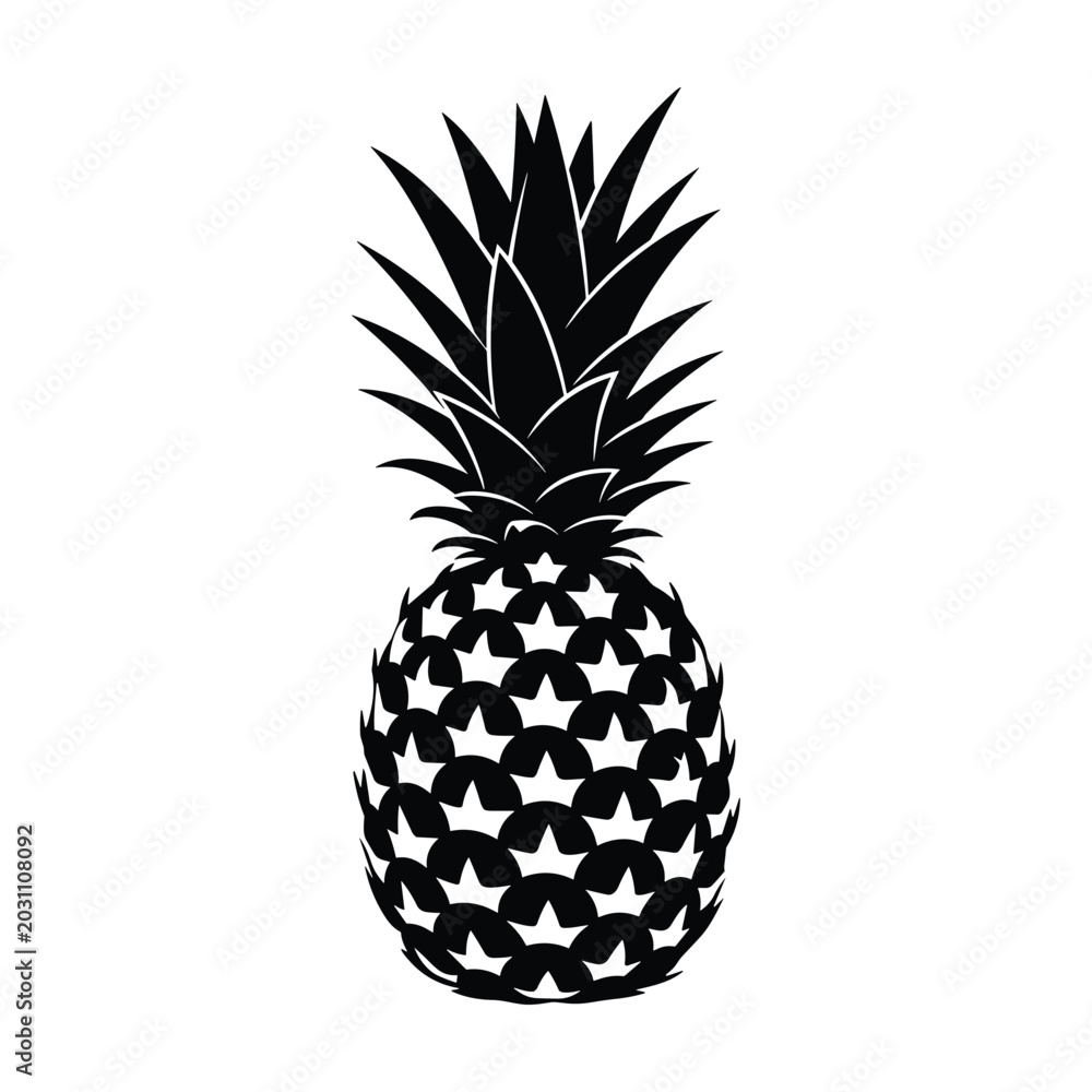 Obraz premium Pineapple illustration, black and white, nobody