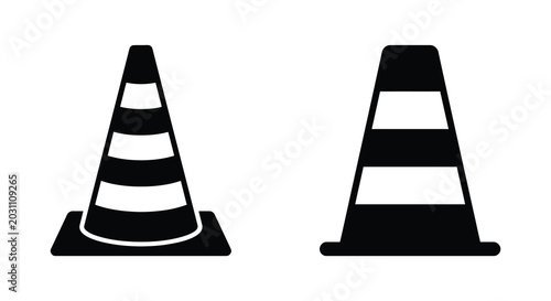 Photos traffic cones with alternating stripes silhouette