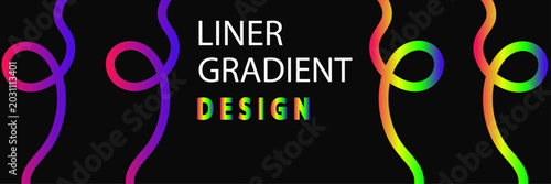 Foto Vibrant liner gradient design with rainbow swirls on black background
