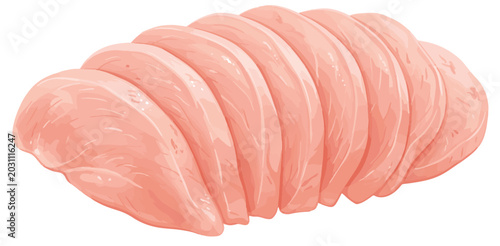 Foto Raw pork sausage isolated on white background vector illustration