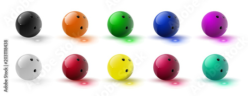 Slika na platnu Bowling ball and pins vector illustration