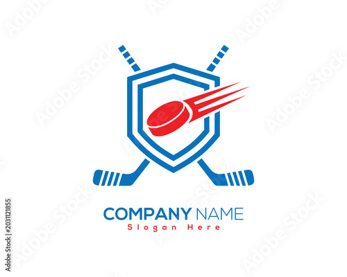 Photography Hockey Speed Puck Logo Design – Fast Ice Sports Team Vector Illustration