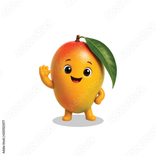 Happy Cartoon Red and Yellow Mango Vector Illustration in white background