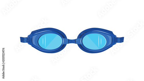 Cartoon vector illustration of blue sports goggles for swimming or diving. Protective aquatic equipment isolated on a white background.