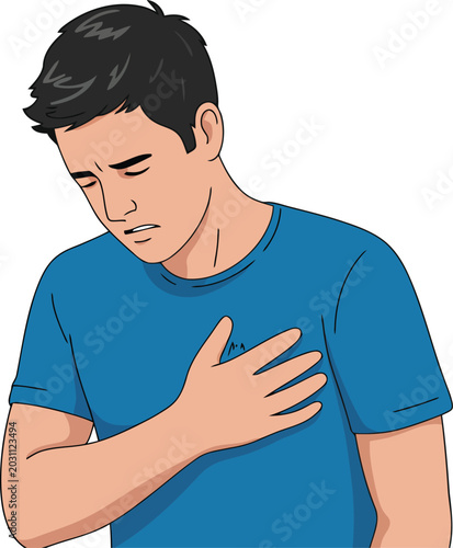 Εκτύπωση καμβά Man holding chest vector illustration