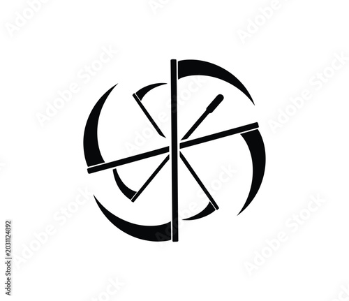 Cuadro en lienzo Abstract geometric scythe wheel vector, modern circular design featuring sharp c