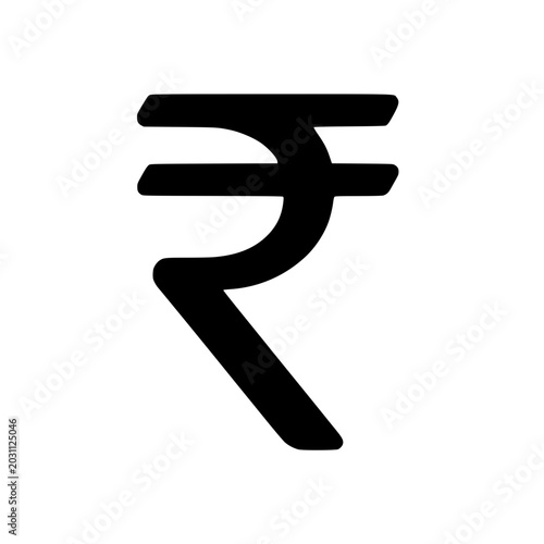 Currency rupee mark black white icon