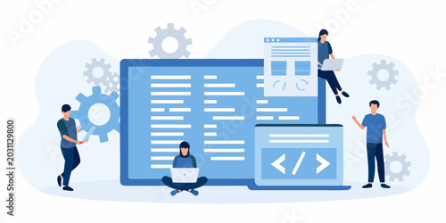 team working on software development illustration