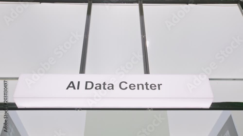 Large AI Data Center signage displayed technology.