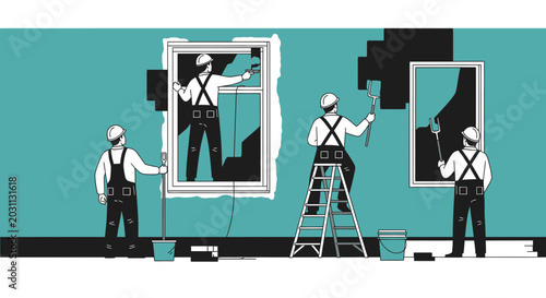 Renovation Team Illustrates Home Improvement, Painting, And Construction Process Perfectly