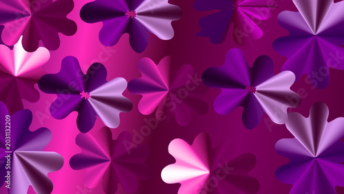 Abstract Floral Pattern with Purple and Pink Gradient Background