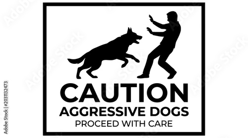 Warning sign aggressive dog alert.