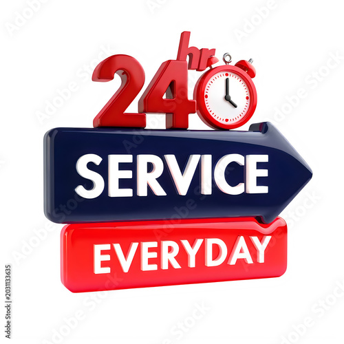 3D 24 Hour Service Everyday Sign for Business Customer Support