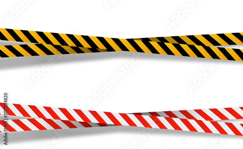 Yellow and black danger tape with caution stripes creates bold warning barrier for safety zones, crime scenes, and construction areas with striking visual impact.