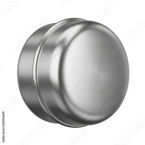 Brushed metal round button isolated on transparent background for ui design, app development, and product mockups