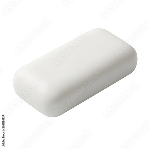 White rectangular soap bar isolated on transparent background for hygiene, branding, and product mockup design