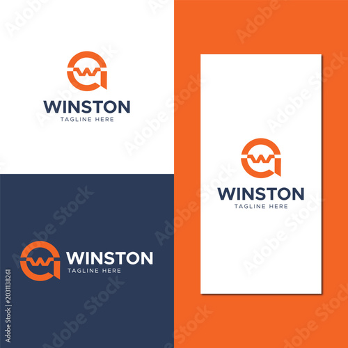 Initial letter aw, wa, logotype company name design. vector logo for business