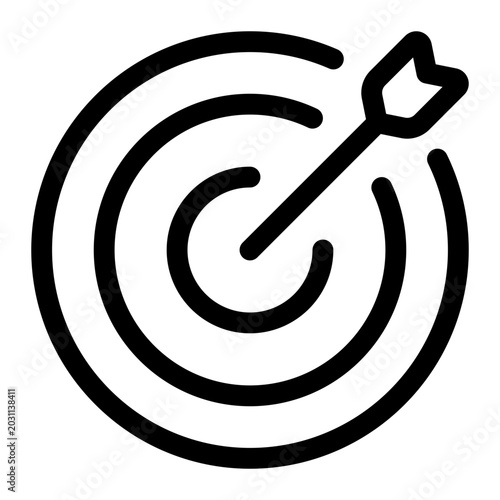 Archery Target Outline Icon, Bullseye Arrow, Aim Sport